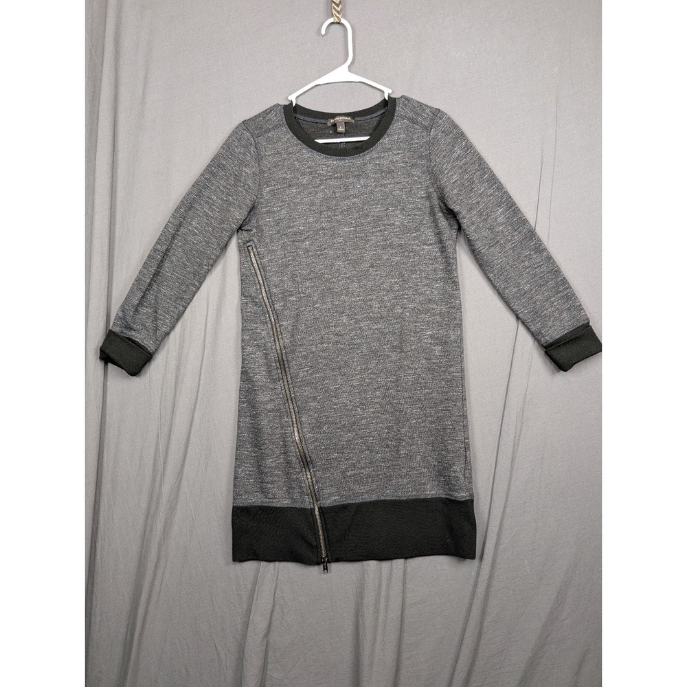 Banana Republic Heather Gray Black Crewneck Zipper Accent Shift Dress Size S